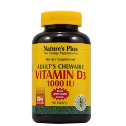 Βιταμίνη D3 Μασώμενες Ταμπλέτες Ενηλίκων 90τ., Nature's Plus