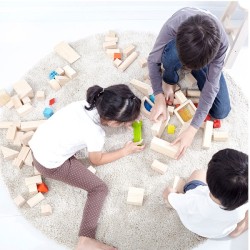 Οικοδομικό Υλικό 50 τμχ Φυσικό, Plantoys Ξύλινο, Εκπαιδευτικό, Οικολογικό Παιχνίδι