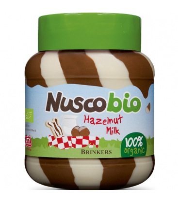 Βιολογική Δίχρωμη Πραλίνα Φουντουκιού Nuscobio 400 γρ. Bio Brinkers