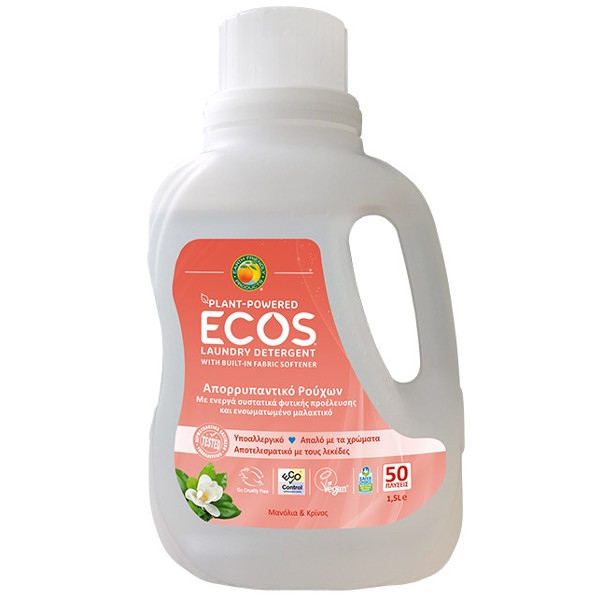 Βιολογικό Υγρό Πλυντηρίου Ρούχων Μανόλια & Κρίνο 1.5lt, Ecos - Earth Friendly