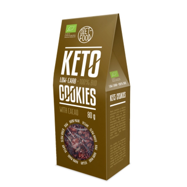 Βιολογικά Μπισκότα (Cookies) Keto με Κακάο, 80 γρ., Bio, Diet Food