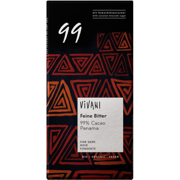 Βιολογική Μαύρη Σοκολάτα με 99% Κακάο 80 γρ. Bio Vivani
