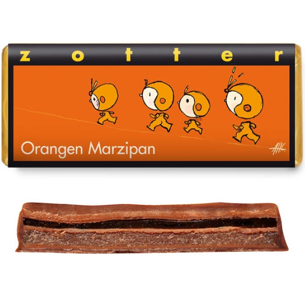 Βιολογική Σοκολάτα Γεμιστή με Marzipan & Πορτοκάλι 70γρ Zotter