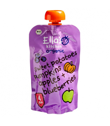 Βιολογικός Πολτός Γλυκοπατάτας Μήλου Blueberry, 120 γρ., Bio, Ella's Kitchen