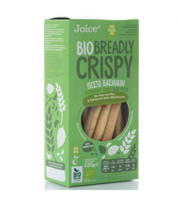Βιολογικά Κριτσίνια Breadly Crispy Πέστο Βασιλικού, 120 γρ., Bio, Joice