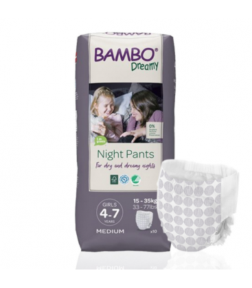 ΠΑΙΔΙΚΟ ΒΡΑΚΑΚΙ BAMBO DREAMY 4-7y GIRL ,15-35kg ,10τεμ, bambo