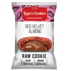 Βιολογικό Ωμοφαγικό Μπισκότο με Αμύγδαλο / Raw Cookie Red Velvet Almond   25gr    Leya’s