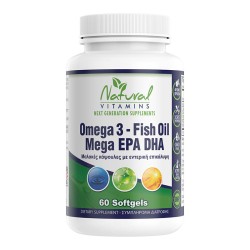 Omega 3 (Ωμέγα 3) Enteric Caoted Fish Oil 60 Caps Natural Vitamins