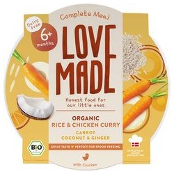 Βιολογικό Βρεφικό Γεύμα Ρύζι & Κοτόπουλο Κάρυ 6+ μηνών 185g   Lovemade   Organics