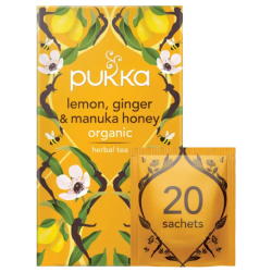 Βιολογικό Τσάι με  Λεμόνι, Τζίντζερ & Μ΄΄ελι Μανούκα / Lemon, Ginger & Manuka Honey  20 φακ.  Pukka