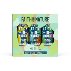 Faith in Nature Σετ Ταξιδιού με Αφρόλουτρα Γκρέιπφρουτ & Πορτοκάλι, Λεβάντα & Γεράνι και Καρύδα  100ml