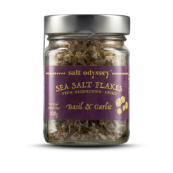 Νιφάδες Θαλασσινού Αλατιού Βασιλικός & Σκόρδο 100g  Salt Odyssey