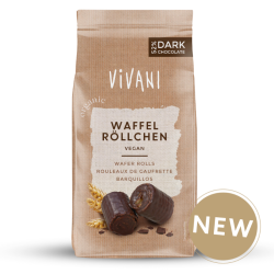 Vivani Βιολογικά, Vegan Waffel Rolls  52% Μαύρη Σοκολάτα  125g