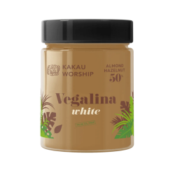 Kakau Worship Βιολογική Πραλίνα Φουντουκιού με Αμύγδαλο 50%  Vegalina White  350g