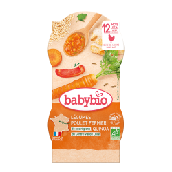 Babybio Βιολογικό Γεύμα Λαχανικών ''Καληνύχτα'' με Κοτόπουλο και Κινόα  2Χ200g