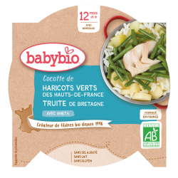 Babybio Βιολογικό Γεύμα Λαχανικών με Πέστροφα και Φασολάκια 230g