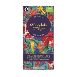 Chocolate & Love Βιολογική Μαύρη Σοκολάτα με Ρόδι και 70% Κακάο 80g