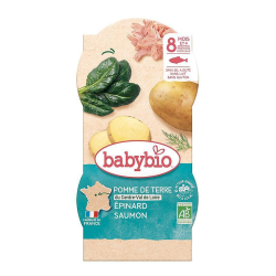 Babybio Βιολογικό Γεύμα με Πατάτες - Σπανάκι - Σολομό 2x200g