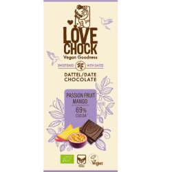 Lovechock Βιολογική, Vegan Σοκολάτα Passion Fruit & Mango 70g