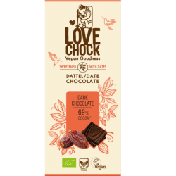 Lovechock Βιολογική, Vegan Σοκολάτα 69% Κακάο με Χουρμά 70g