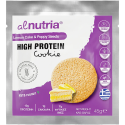 Alnutria Βιολογικό Μπισκότο Υψηλής Πρωτεΐνης Κέικ Λεμονιού & Παπαρουνόσπορος 45g