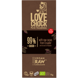 Lovechock Βιολογική, Vegan, Raw Σοκολάτα με 99% Κακάο 70g