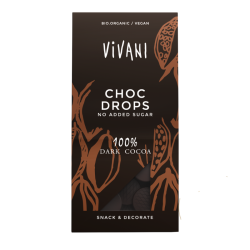 Vivani Βιολογικές / Vegan Σταγόνες Μαύρης Σοκολάτας από 100% Κακάο 100g