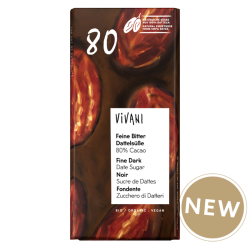 Vivani Βιολογική / Vegan Μαύρη Σοκολάτα 80% Κακάο από 100% Χουρμάδες 80g