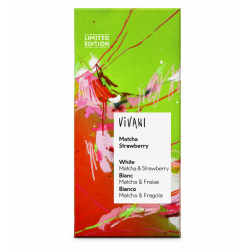 Vivani Βιολογική Λευκή Σοκολάτα με Matcha & Κομμάτια Φράουλας (Limited Edition) 80g